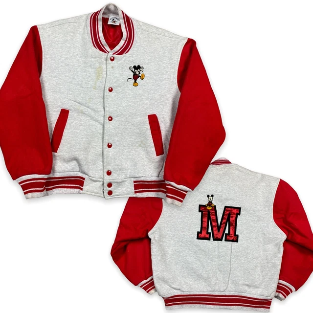 DISNEY MICKEY & Co. Vintage Mouse Gray Red Varsity baseball Jacket Size