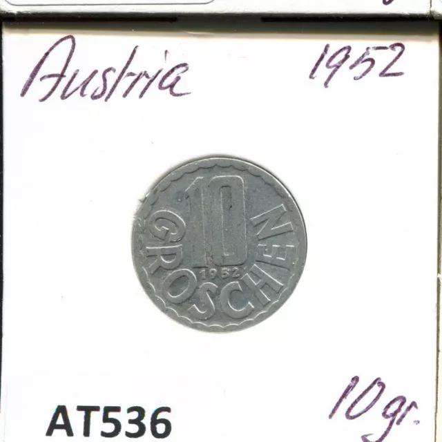 10 GROSCHEN 1952 AUSTRIA Coin #AT536U