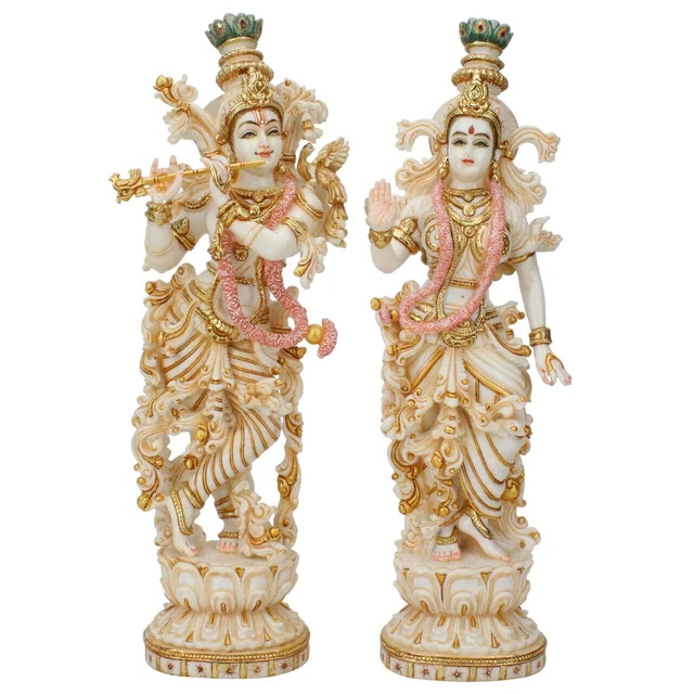 Radha Krishna 14" Statue Girdhar Figurine Gopal Idol Madhav Murlidhar Deity Gift
