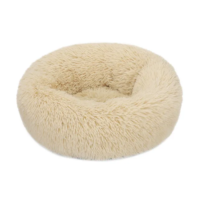 Premium Donut Plush Pet Dog Cat Bed Fluffy Soft Warm Calming Bed Sleeping Nest