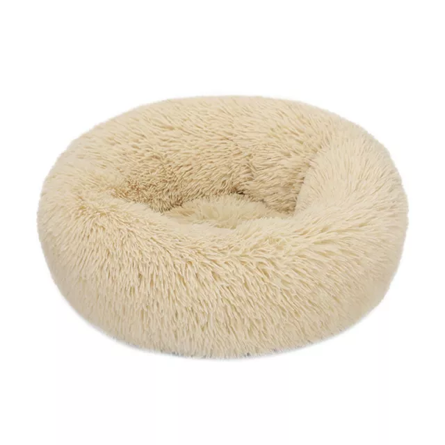 Premium Donut Plush Pet Dog Cat Bed Fluffy Soft Warm Calming Bed Sleeping Nest