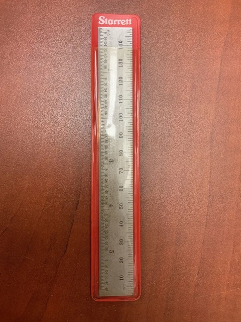 STARRETT # C636 x 6" Scale, Ruler, Rule, Satin Finish, Red Vinyl Sleeve,      T1