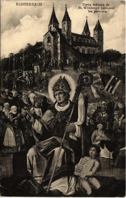 CPA AK Echternach Old Painting by St. Willibrord Blessing LUXEMBOURG (803608)