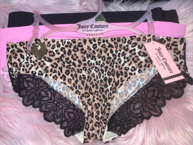 Juicy Couture Lace Thong Panty New 5 Pack Size XL No Panty Lines Black Pink  Red 