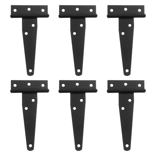 6Pcs T-Strap Door Hinges, 4" Wrought Tee Shed Gate Hinges Iron (Black)
