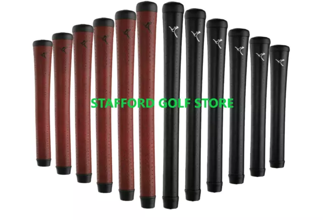 Empuñaduras de golf de cuero THE GRIP MASTER The Roo estándar/mediano negro/rojo NÚCLEO 60R