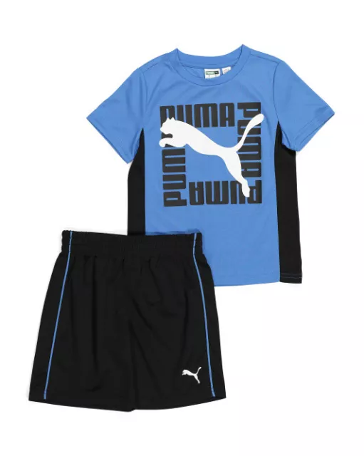 Little Boys PUMA 2-Pc Shirt & Shorts Outfit - Size 4 - New NWT - MSRP $34 - Blue