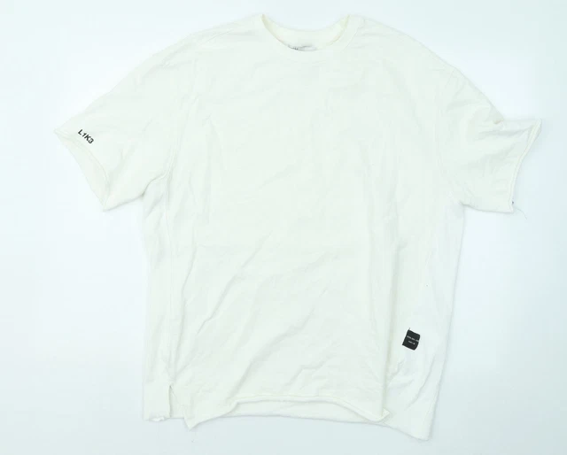 Sweat Bershka Femme Blanc Coupe Régulière Taille M – Mélange Coton, Manches Courtes