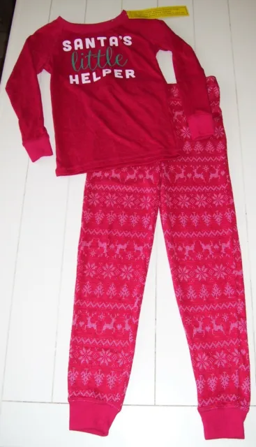 Girls Derek Heart Red Santa's Little Helper Super Soft Christmas Pajamas S or L