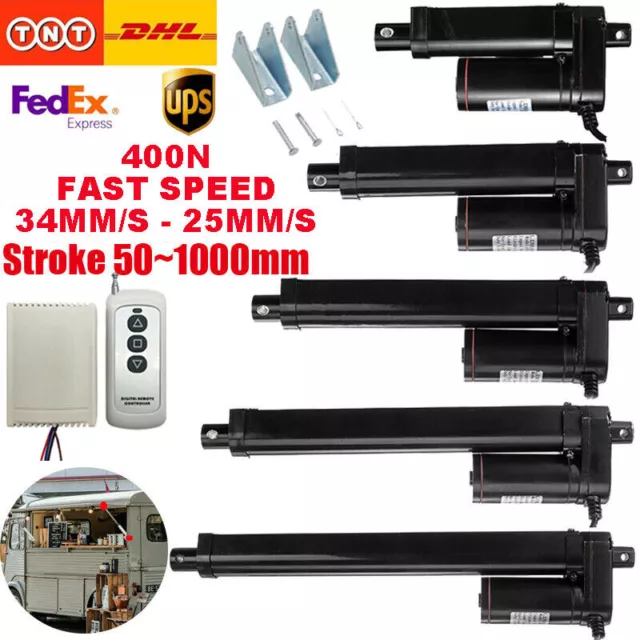 400N Fast Speed 34mm/s Linear Actuator Stroke 50MM-1000MM 12V IP65 Waterproof