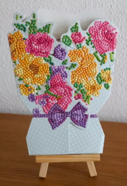 tolle Karte Geburtstag Glückwunsch Blumenstrauß Diamond Painting Handarbeit