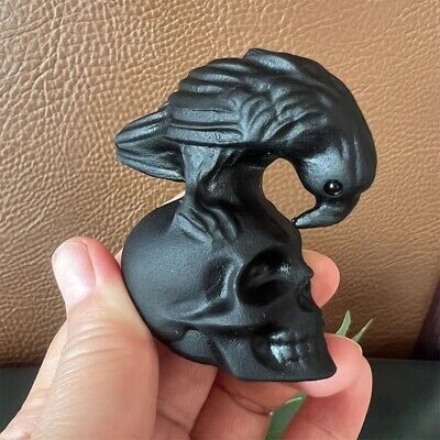 Natural Obsidian Raven Skull Skull Quartz Crystal Reiki Healing