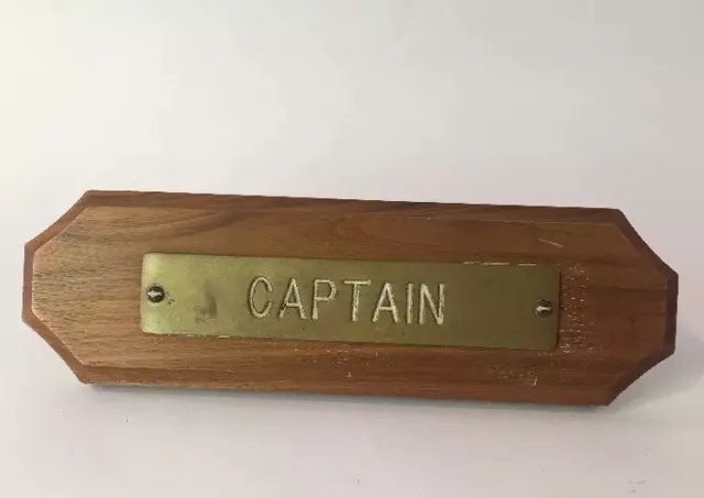 Captain Ships’ Plates- Brass Signs  Lowell Sigmund 1976 W/ Wood Plaque 3