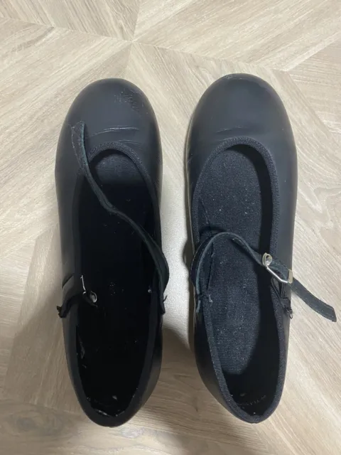 Black Slick Dancewear Pro Leather Buckle Tap Shoes Child US3.5 22.3CM