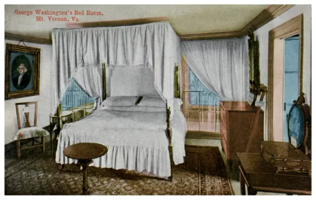 George Washington Bedroom at Mt Vernon Virginia Vintage Postcard