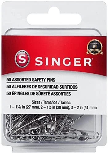 00226 Assorted Safety Pins, Multisize, Nickel Plated, 50-Count