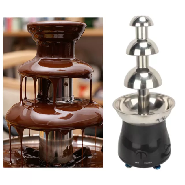 Electric Stainless 4 Tiers Chocolate Fondue Fountain Maker For Party Plug-UK