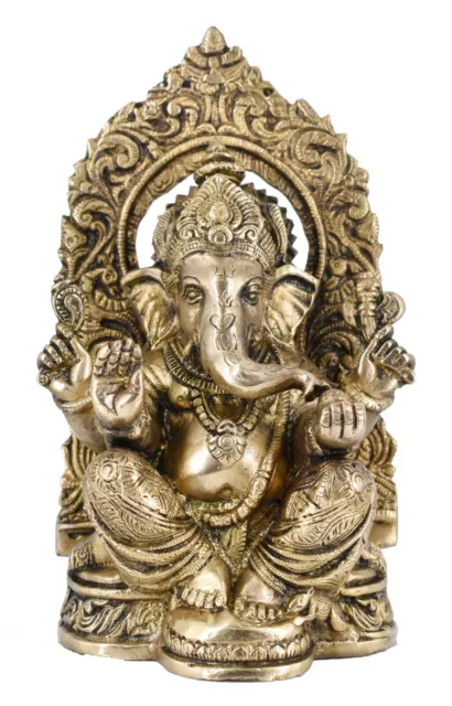 Brass Ganesha Statue God Hindu Lord Ganesh Idol Elephant Figurine Sculpture God