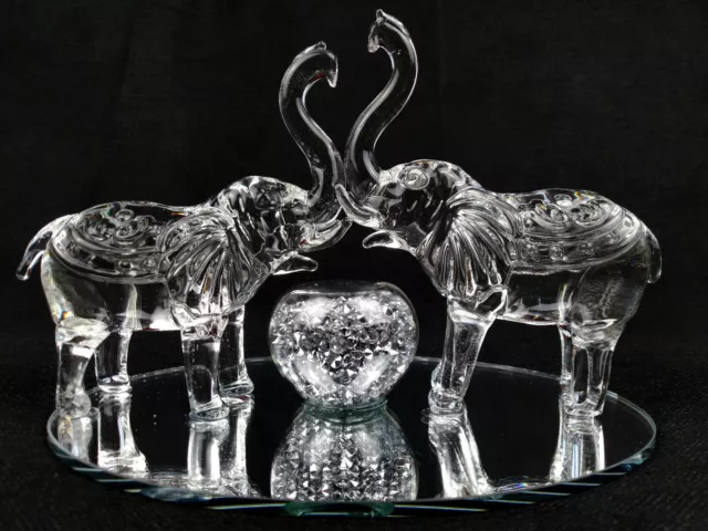 Crystal Elephant Horse Crushed Diamond Home Decor Ornament Stand Gift Show Piece