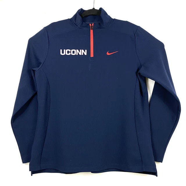 Nike Dri Fit UConn University Connecticut Blue 1/4 Zip Womens Pullover Sz Large