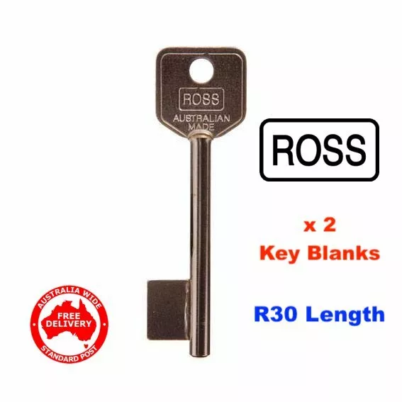 ROSS 6 Lever Safe Lock Key Blank Pair-2 Keys. R30 Length