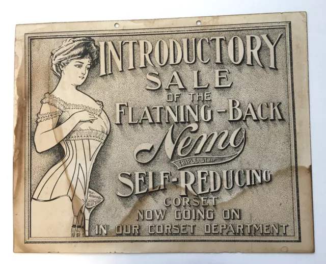 Antique Cardboard Department Store Display Sign 1907 Nemo CORSET Gibson Girl