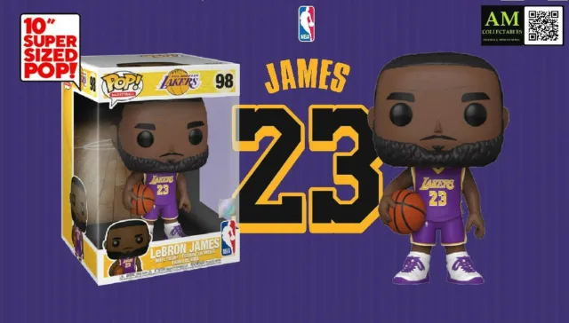 Funko Pop NBA Basketball Lakers  Lebron James  Super Size 10 " #98 Figure