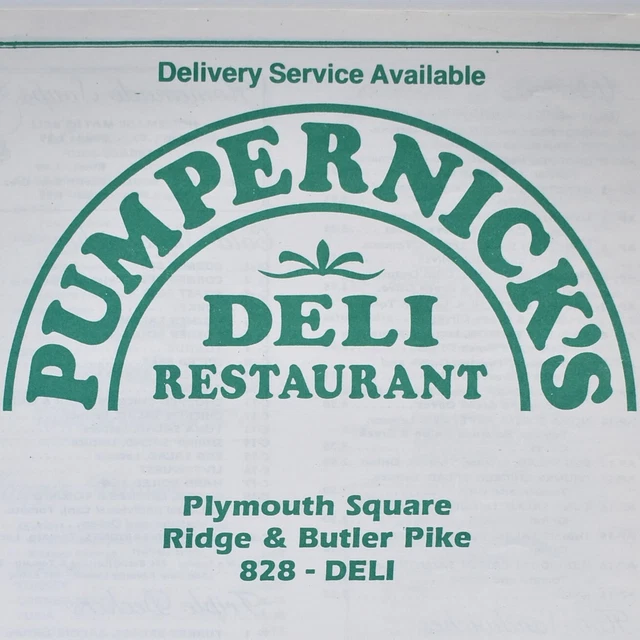 1987 PUMPERNICK'S DELI Restaurant Menu Plymouth Square North Wales