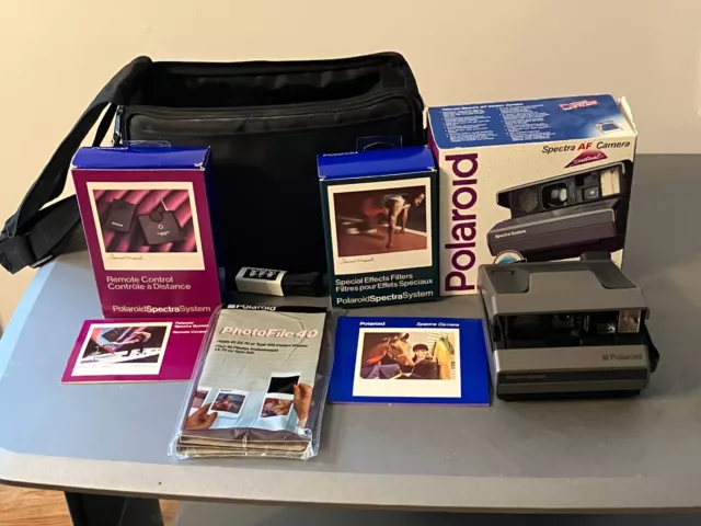 Polaroid Spectra AF Instant Film Camera W/Accessories & Bag