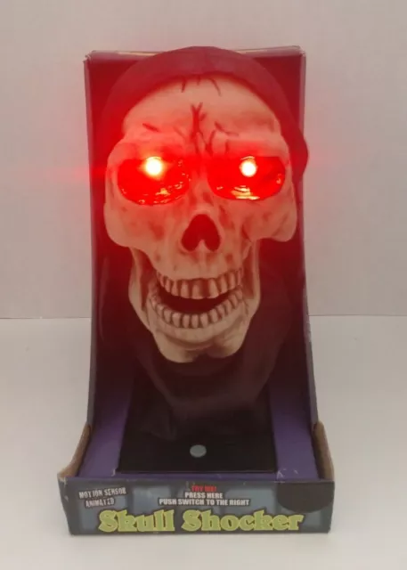 Halloween Skull Shocker Skeleton Grim Reaper Animated Talking Decor Head Music