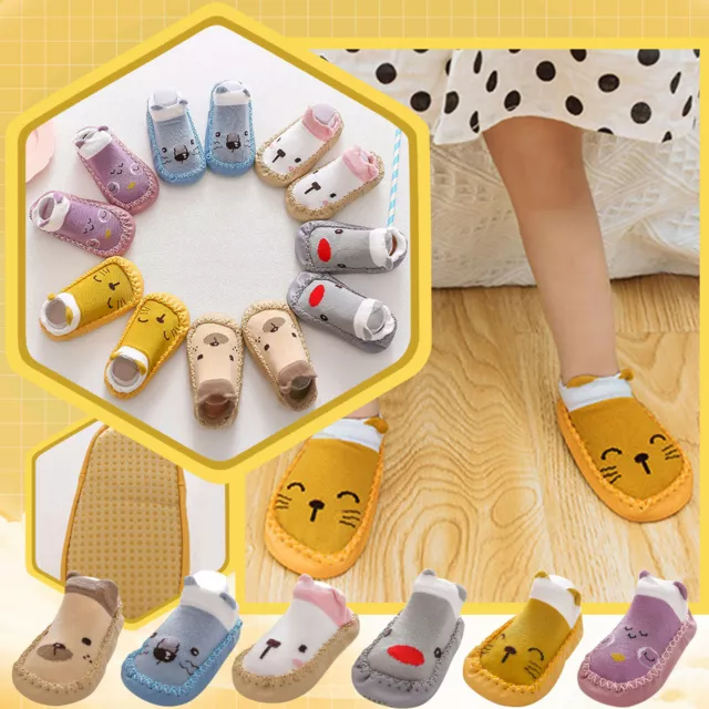 AU Newborn Baby Girl Boy Toddler Anti-Slip Socks Shoes Floor Slippers Sock Shoes