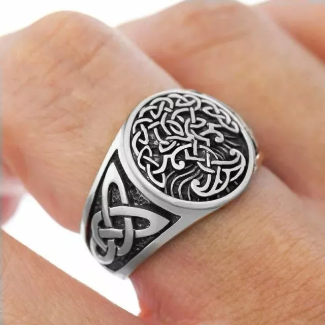 Viking Tree Of Life Ring Jewelry Yggdrasil Celtic Knot Men's Stainless Steel