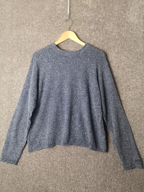 Columbia Blue & White Fleck Round Neck Acrylic Blend Jumper - Women's XL