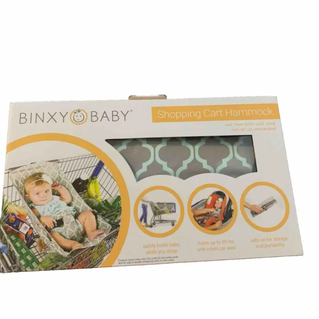 Binxy Baby Shopping Cart Hammock Gray and Aqua new