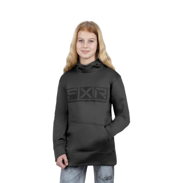 FXR Youth Podium Tech Pullover Hoodie Asphalt/Black Polyester Fleece DWR