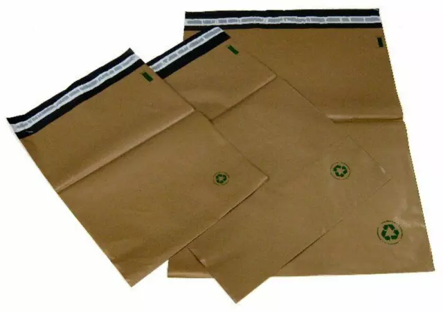 Ship Biodegradable Poly Bag Mailers 25 #5 12 X15.5 Brown Eco Friendly Unlined SS
