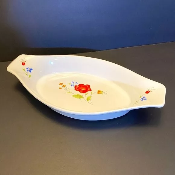 Vintage White Serving Dish Northland Japan Floral Pattern Oval