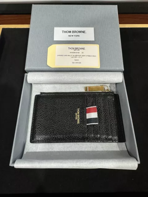 Thom Browne Pebbled Zippered Card Wallet Debossed 4 Bar