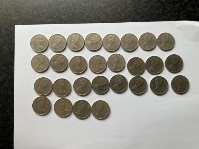 Job lots 28 OLD LARGE DECIMAL (10p) TEN PENCE COINS 1969 onwards