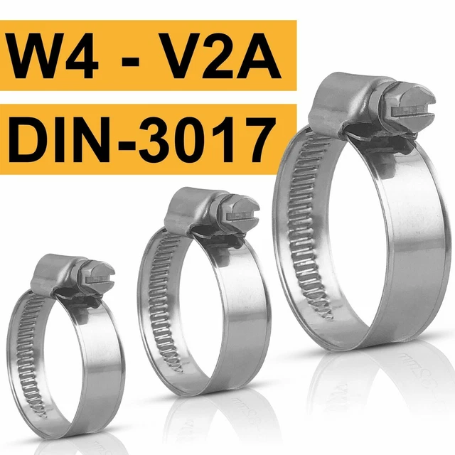 Produktbild von IHS Schlauchschellen DIN 3017 W2 – Edelstahl V2A, 12 Mm Bandbreite, Viele Größen (40–60 Mm)