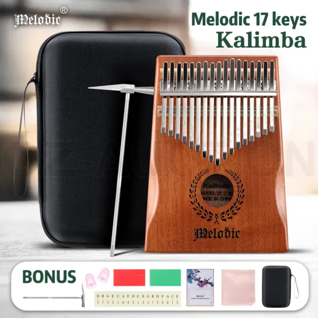 17 Keys Kalimba Mahogany Thumb Piano Finger Percussion w/ Tuning Hammer