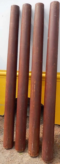 FOUR Antique Brown-Stained Round Solid Core Interior Columns Salvage
