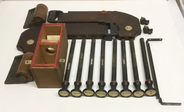 Antique Pump Organ Parts 19th Century Stop Pulls Knee Pedals Vox Humana etc.