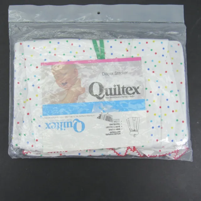 New Quiltex Diaper Stacker Vintage Boys Sports Multi-Color Polka Dots White Hang