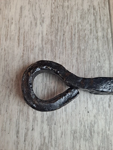 Antique Barn Door Gate Latch Lock Hand Forged Twisted Wrought Iron 11" Hook  Eye 6