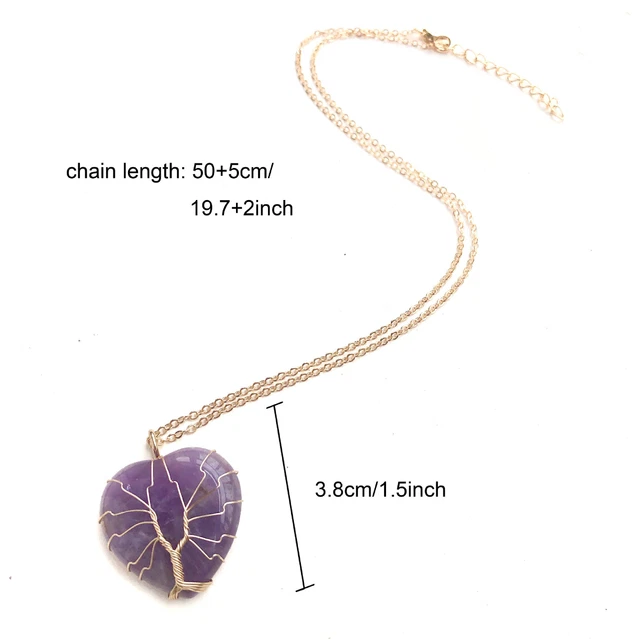 Amethyst Gem Tree Of Life Necklace Chakra Reiki Healing Amulet 2
