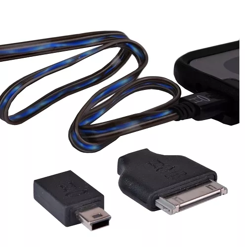 Halo Pocket Power Light Up USB A (M) to Micro USB (M) Charging Cable (Blue LEDs)