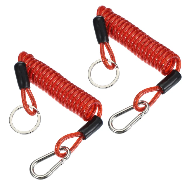 2 PCS 4 ft Breakaway Trailer Cable Spring Towing Coiled Wire with Clip ...