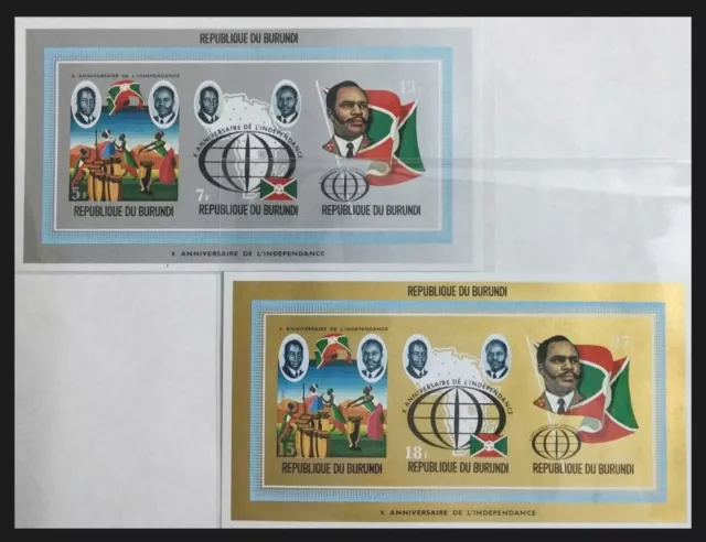 122. Burundi1972 Set/4 Imperf + Perf Stamp M/S Anniversary Of Independence,Flags 2