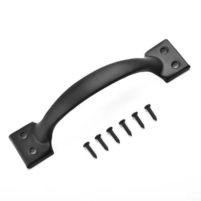 Sliding Barn Door Handle Cast Iron Pull Gate Cabinet Hardware Matte Black